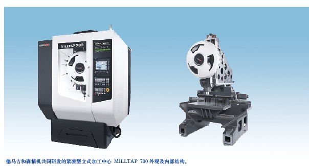 德馬吉和森精機共同研發的緊湊型立式加工中心 MILLTAP 700外觀及內部結構。